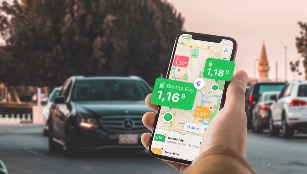 Screenshots of the Bertha mobile app interface